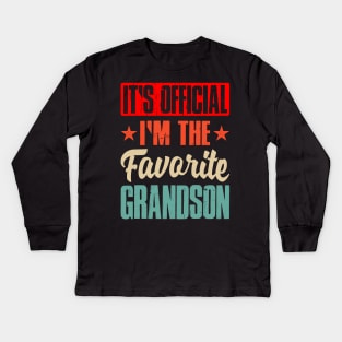 It's Official I Am The Favorite Grandson Kids Long Sleeve T-Shirt